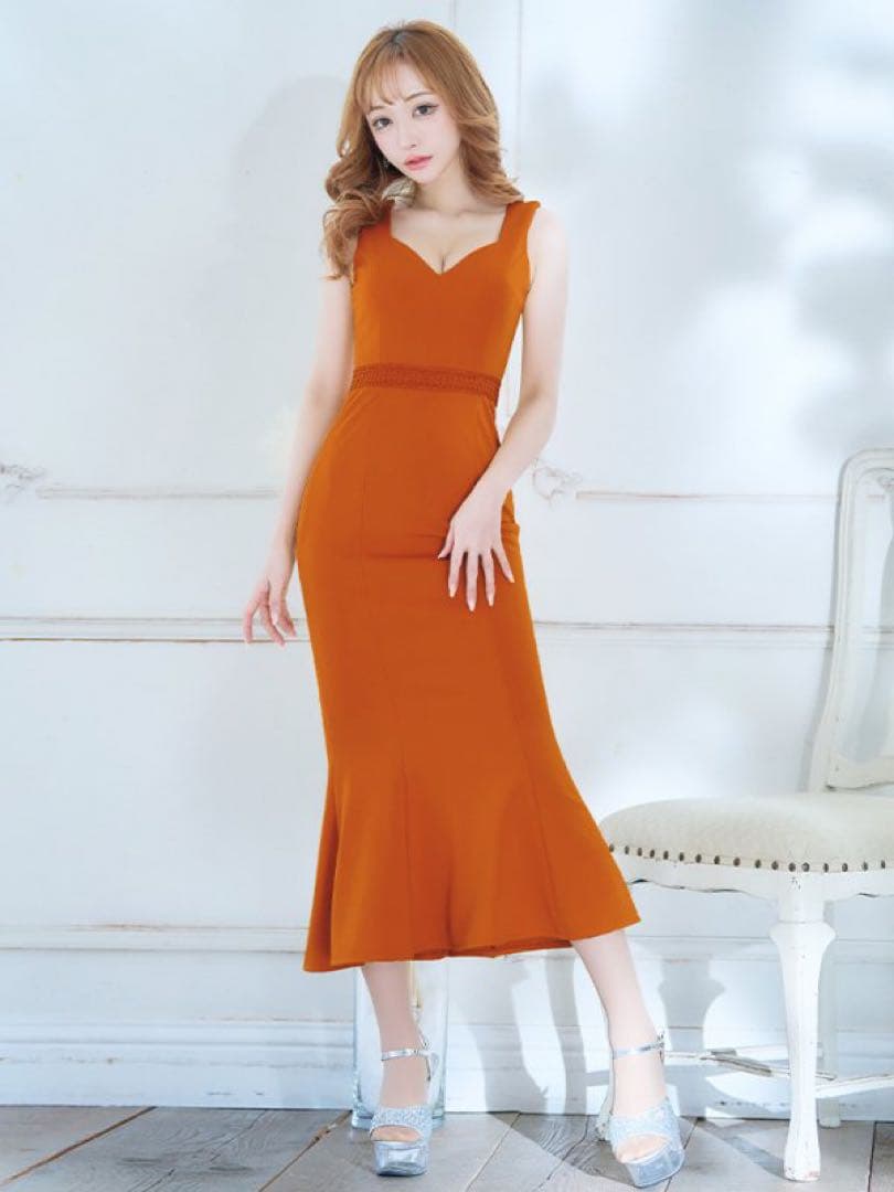 sugar オレンジ Vネック ナイトドレス