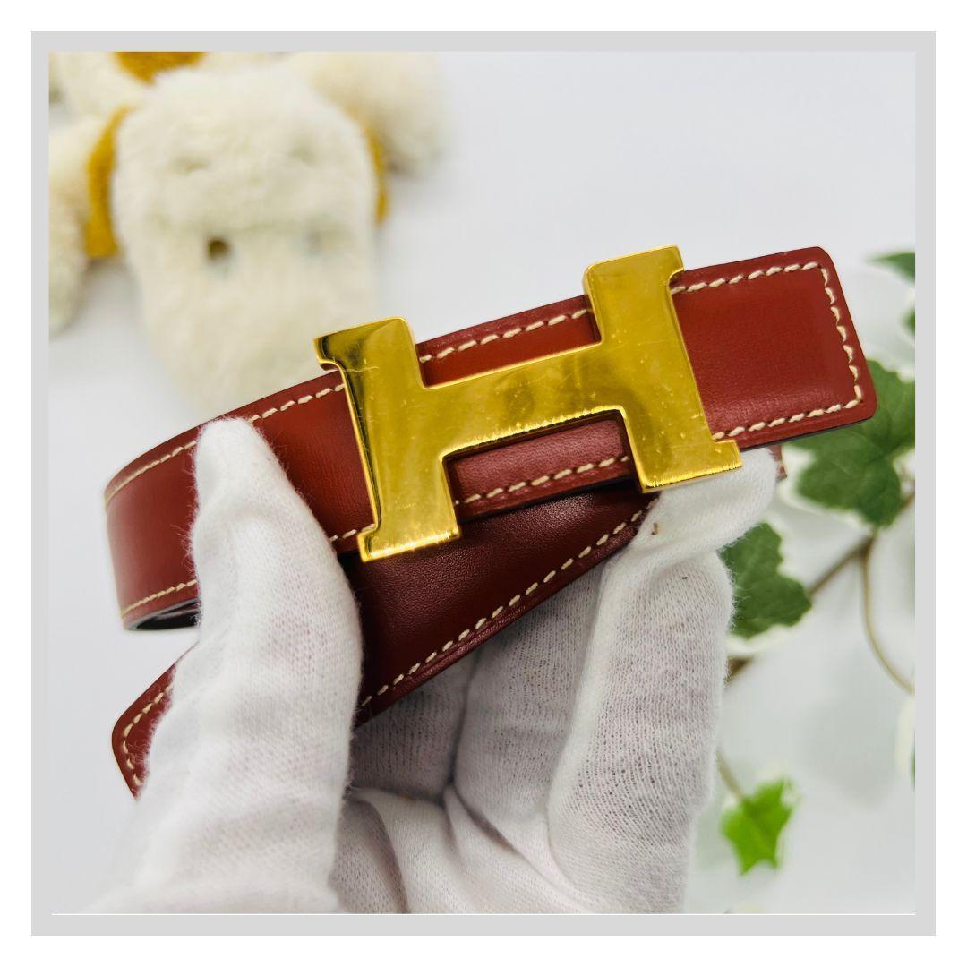 HERMES エルメス コンスタンス　Hベルト ベルト ゴールド　ブラウン ミニ