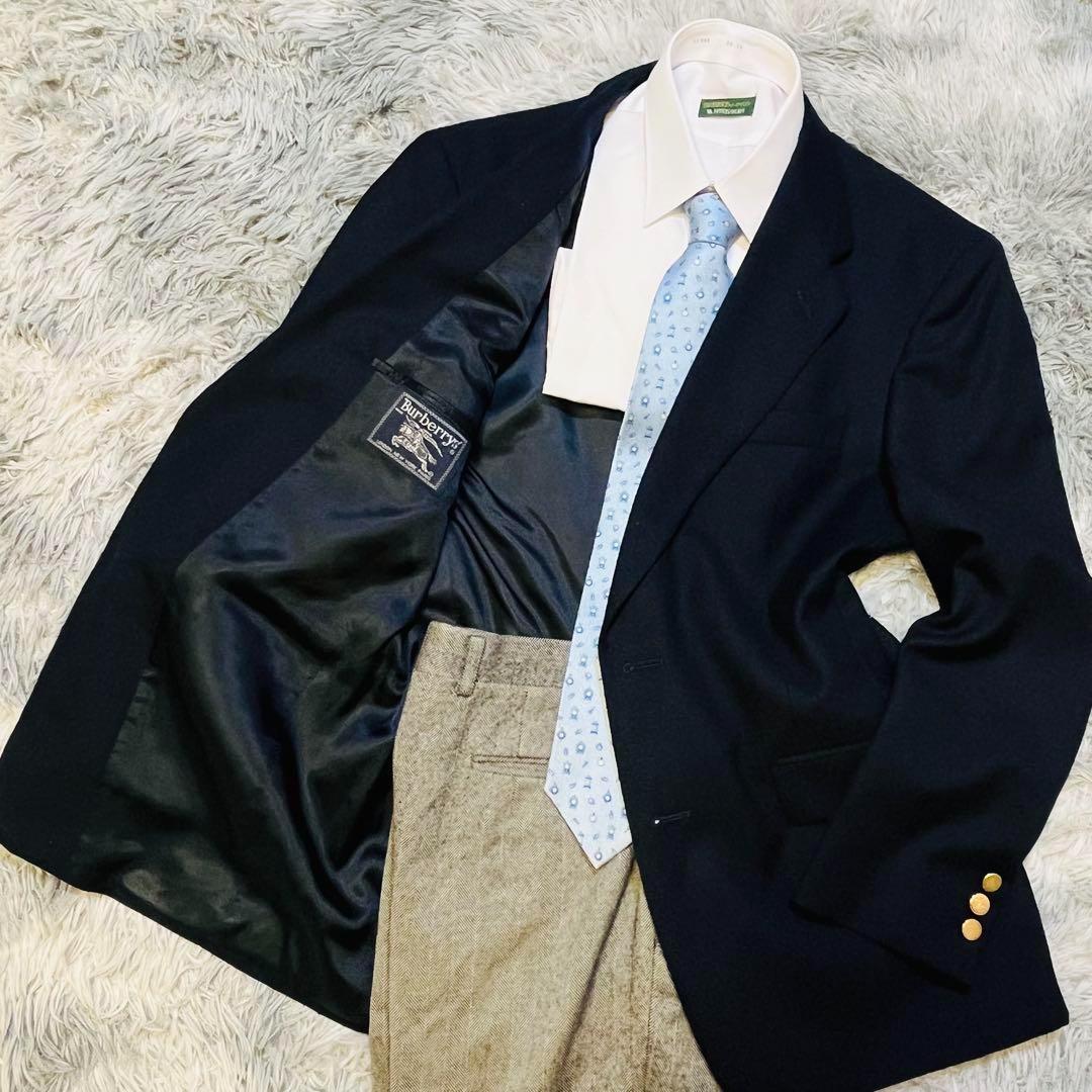 【極美品】 バーバリーズ ネイビー L セットアップ ジャケパン ゴールドボタン