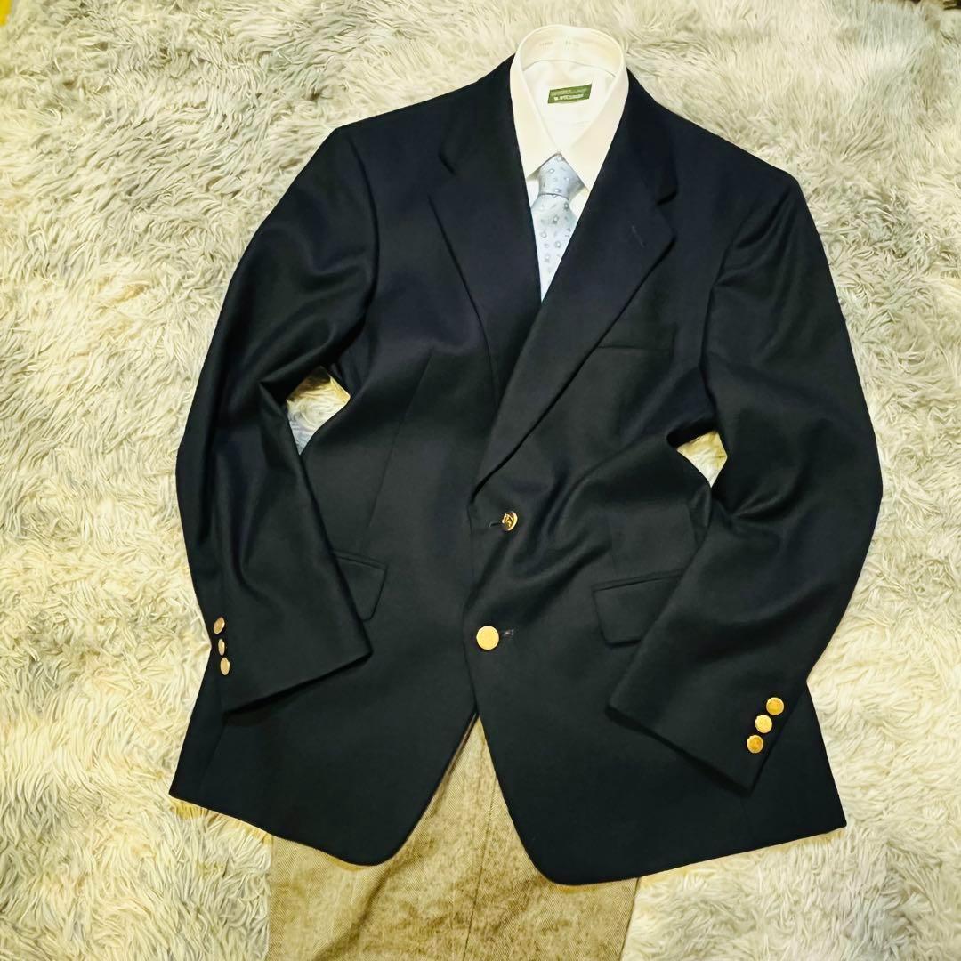 【極美品】 バーバリーズ ネイビー L セットアップ ジャケパン ゴールドボタン