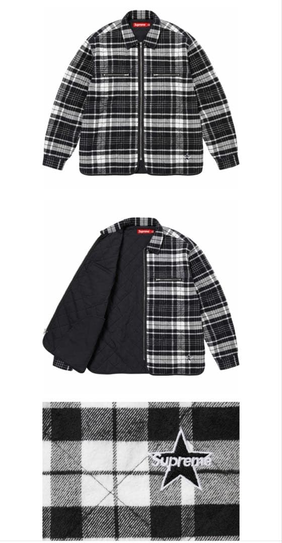 ジャケット・アウター Supreme Quilted Flannel Zip Up Shirt