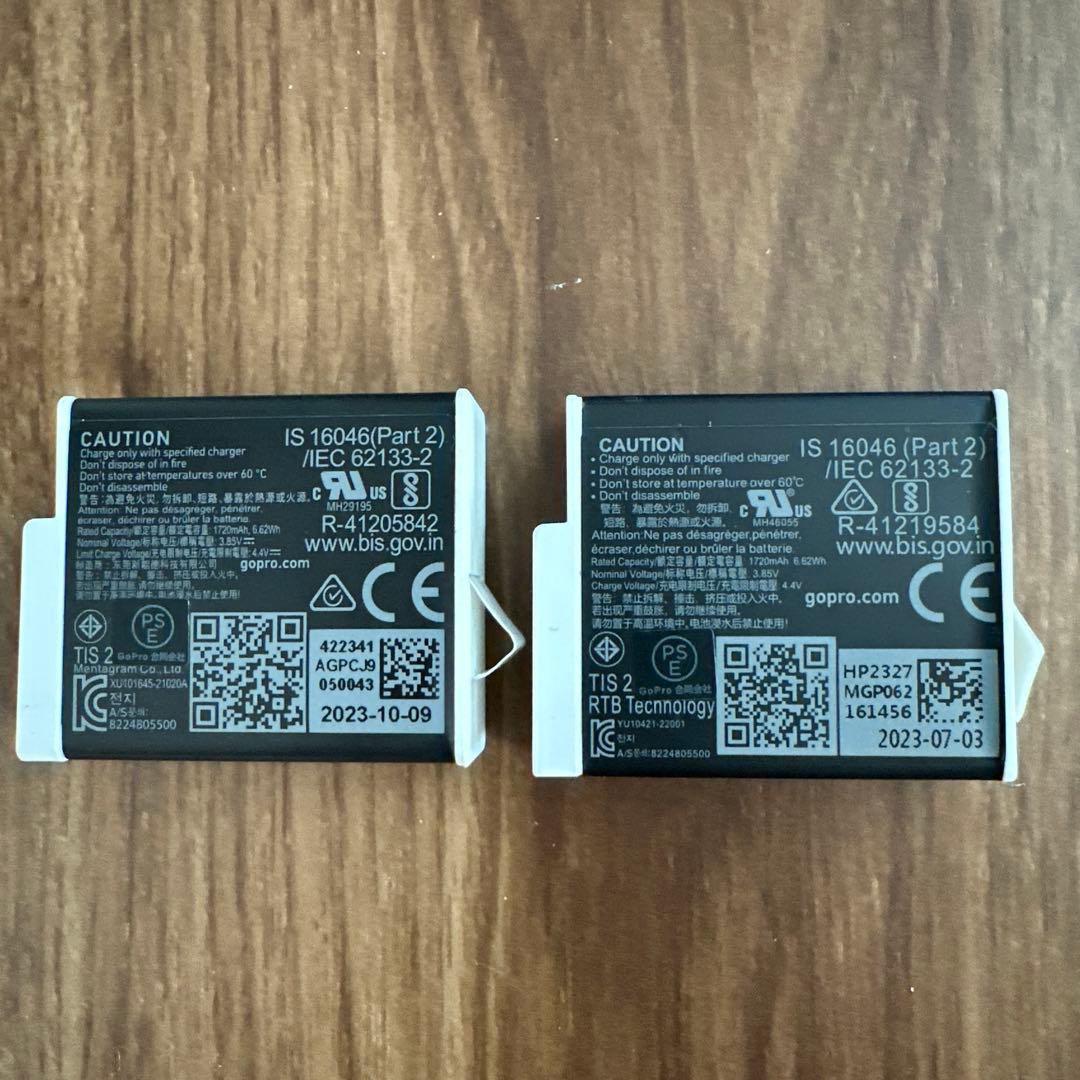 新品未使用 GoPro HERO 9,10,11,12 純正バッテリー2個