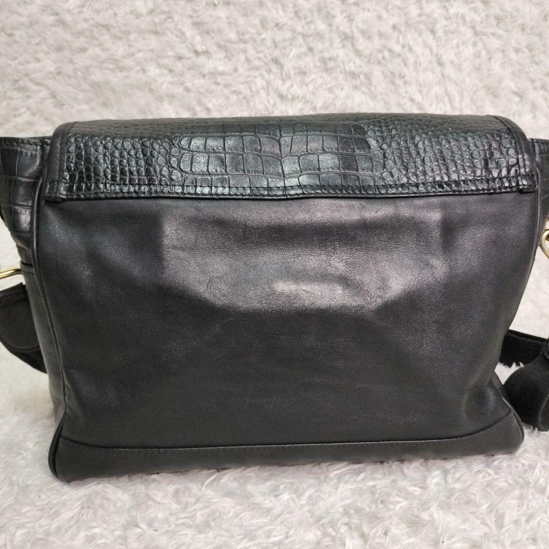 オロビアンコ クロコ型押し レザー ショルダーバッグ ブラック y2k 希少