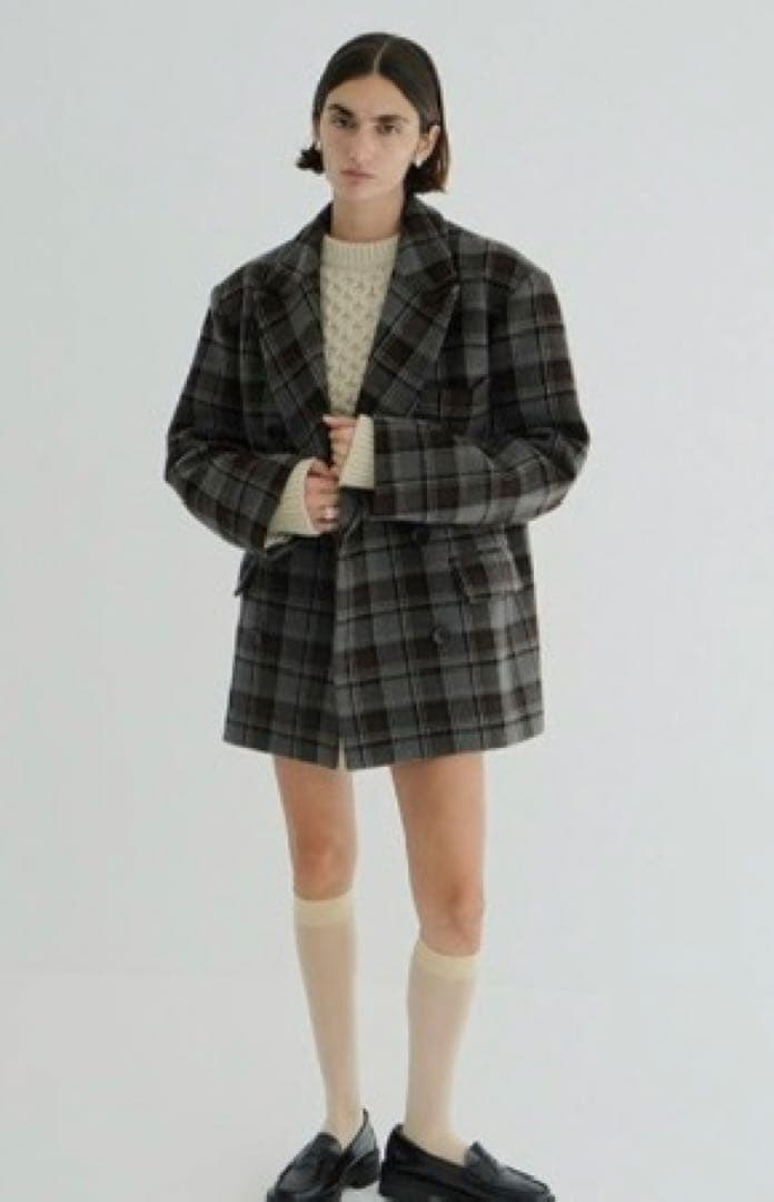 ジャケット・アウター clane OVER SHOULDER PEAKED LAPEL COAT