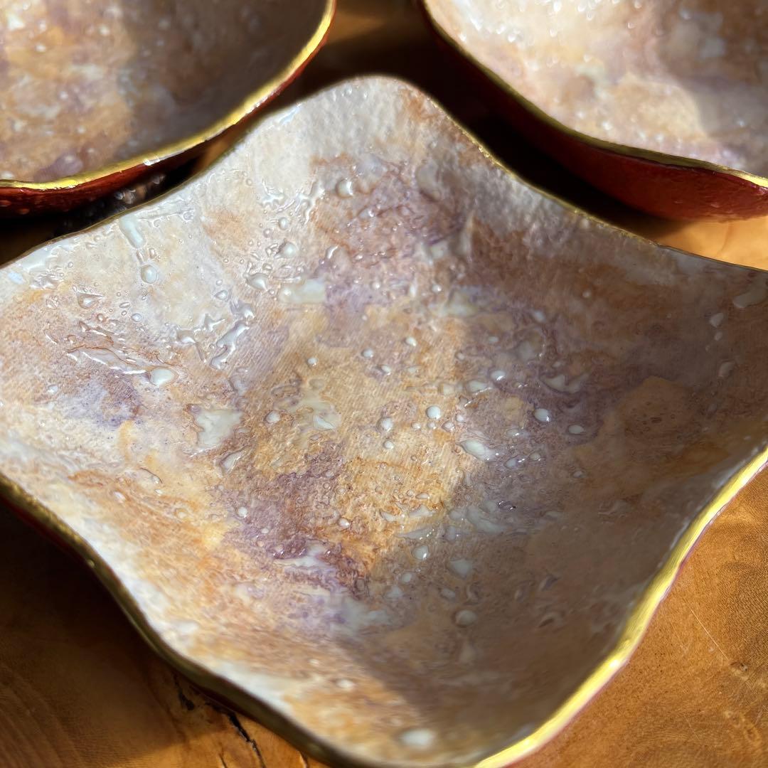 九谷焼 錦山窯 吉田幸央 彩色金彩 銘々皿 5枚組 幅10.5cm