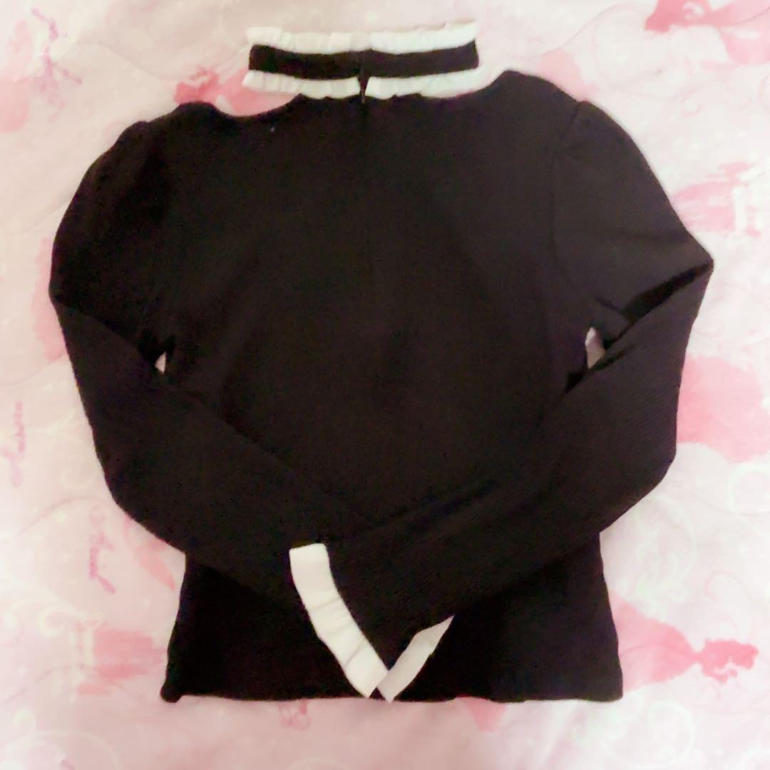 pium♥ラウンドフリルチョーカーカットソー♥くろ