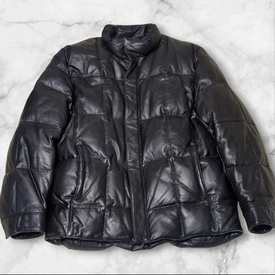 コムサデモードメン 馬革 ヌプシ 肉厚 ダウンジャケット 黒 ホースレザー
