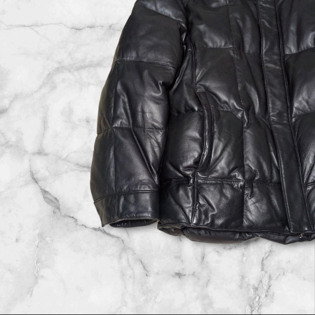 コムサデモードメン 馬革 ヌプシ 肉厚 ダウンジャケット 黒 ホースレザー