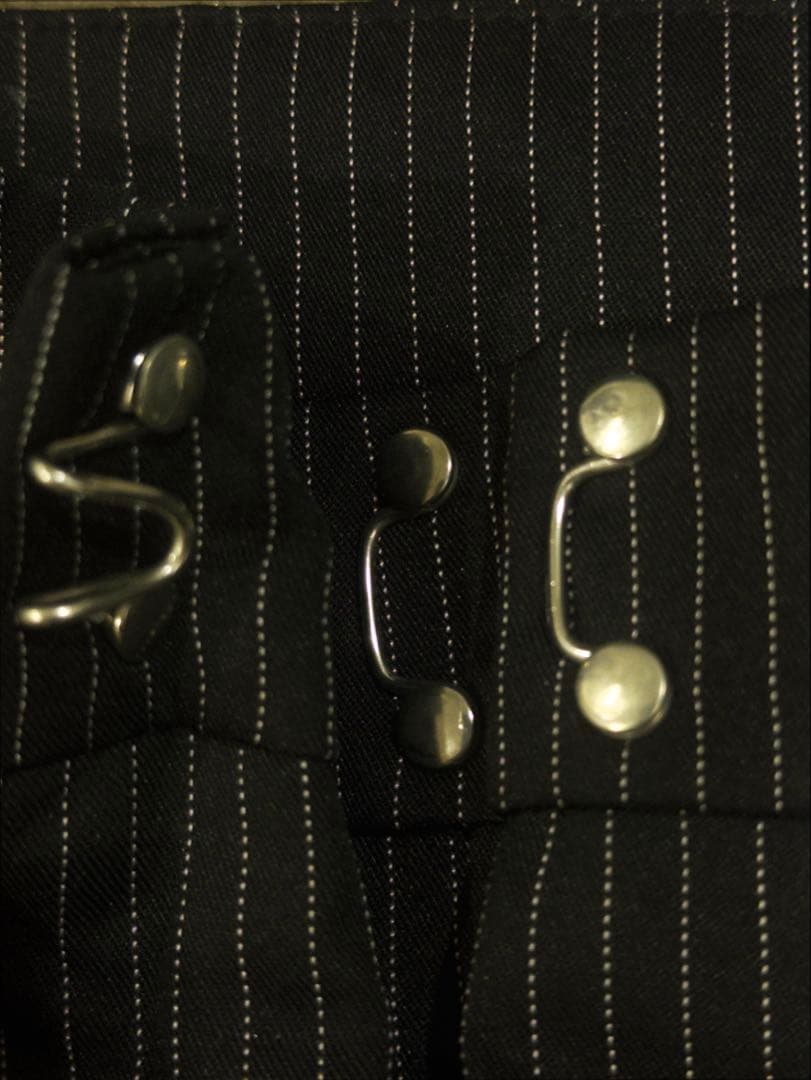 push push似のストライプ ワイドパンツ ブラック