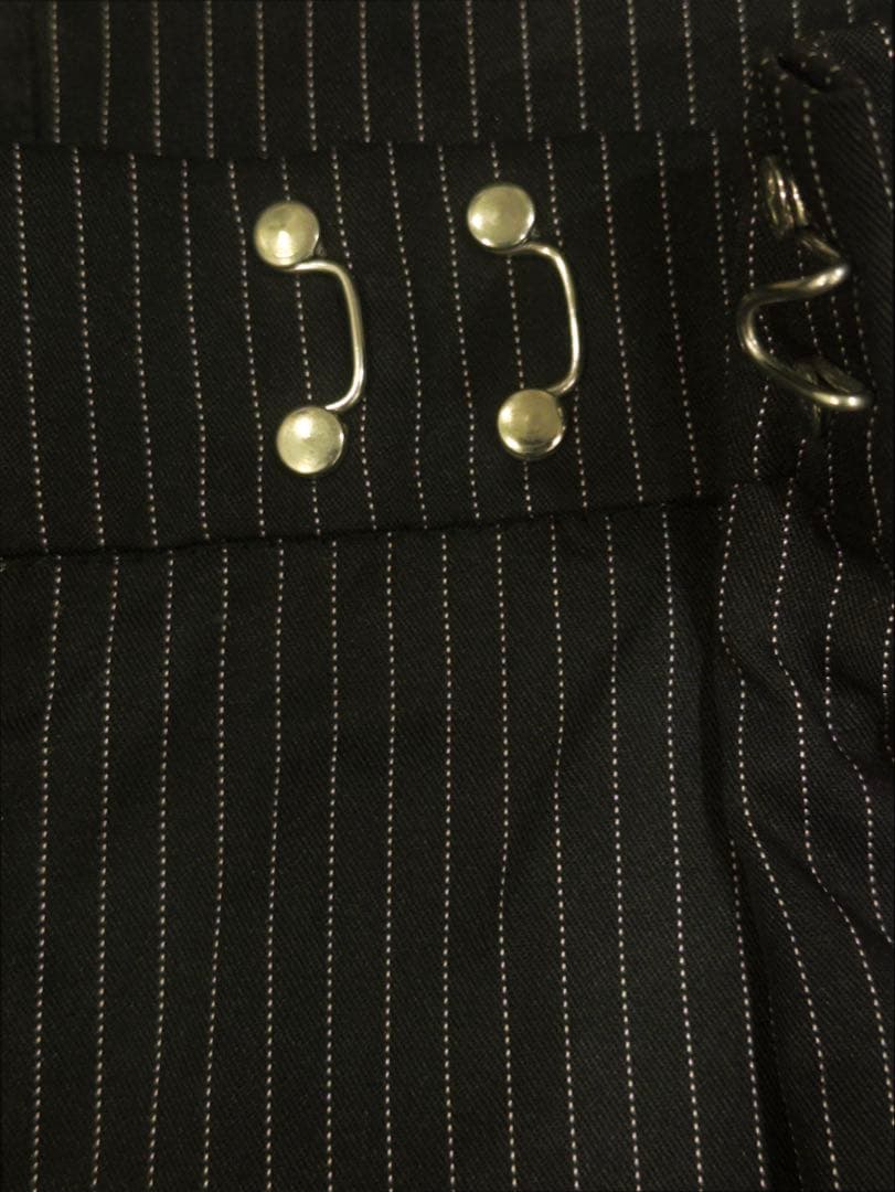 push push似のストライプ ワイドパンツ ブラック