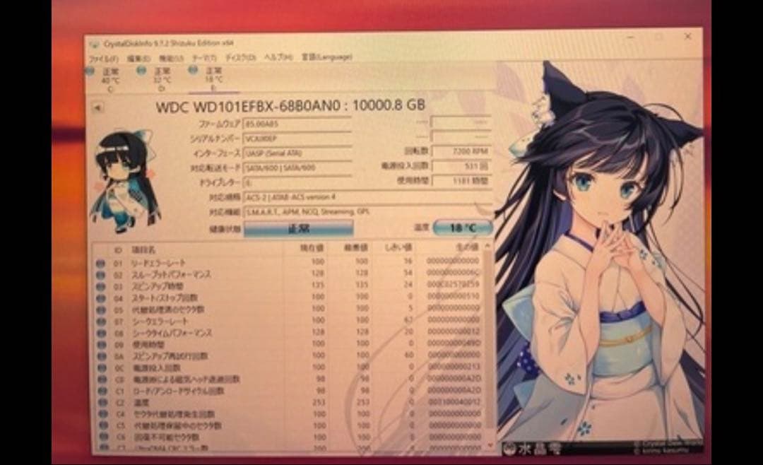 ウエスタンデジタル　HDD 3.5インチ　10TB 1181時間