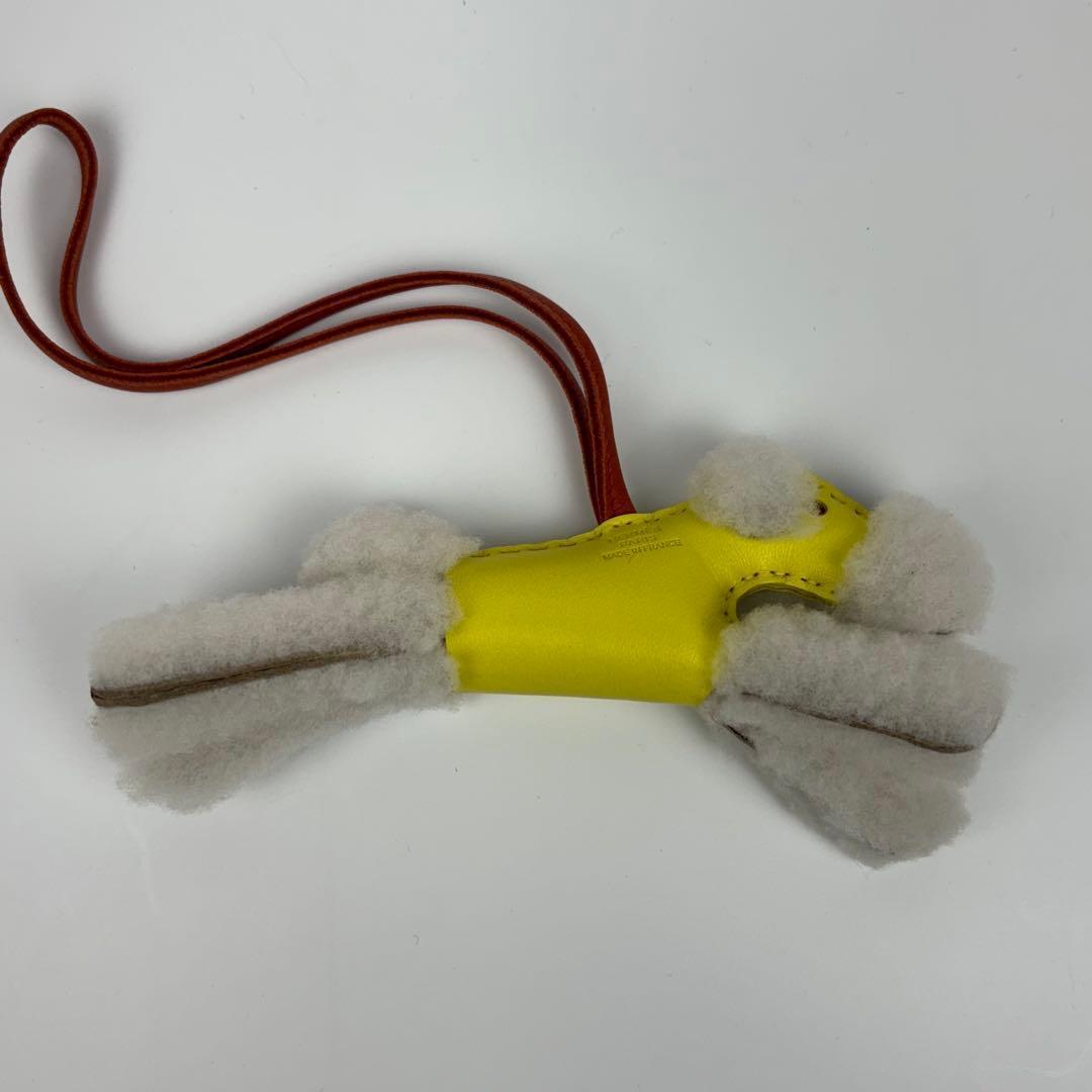 美品✨エルメス バディチャーム 犬 アニマル ドッグ レザー ライムイエロー 黄