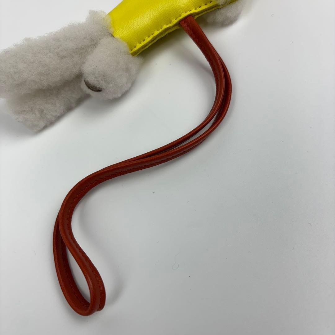 美品✨エルメス バディチャーム 犬 アニマル ドッグ レザー ライムイエロー 黄