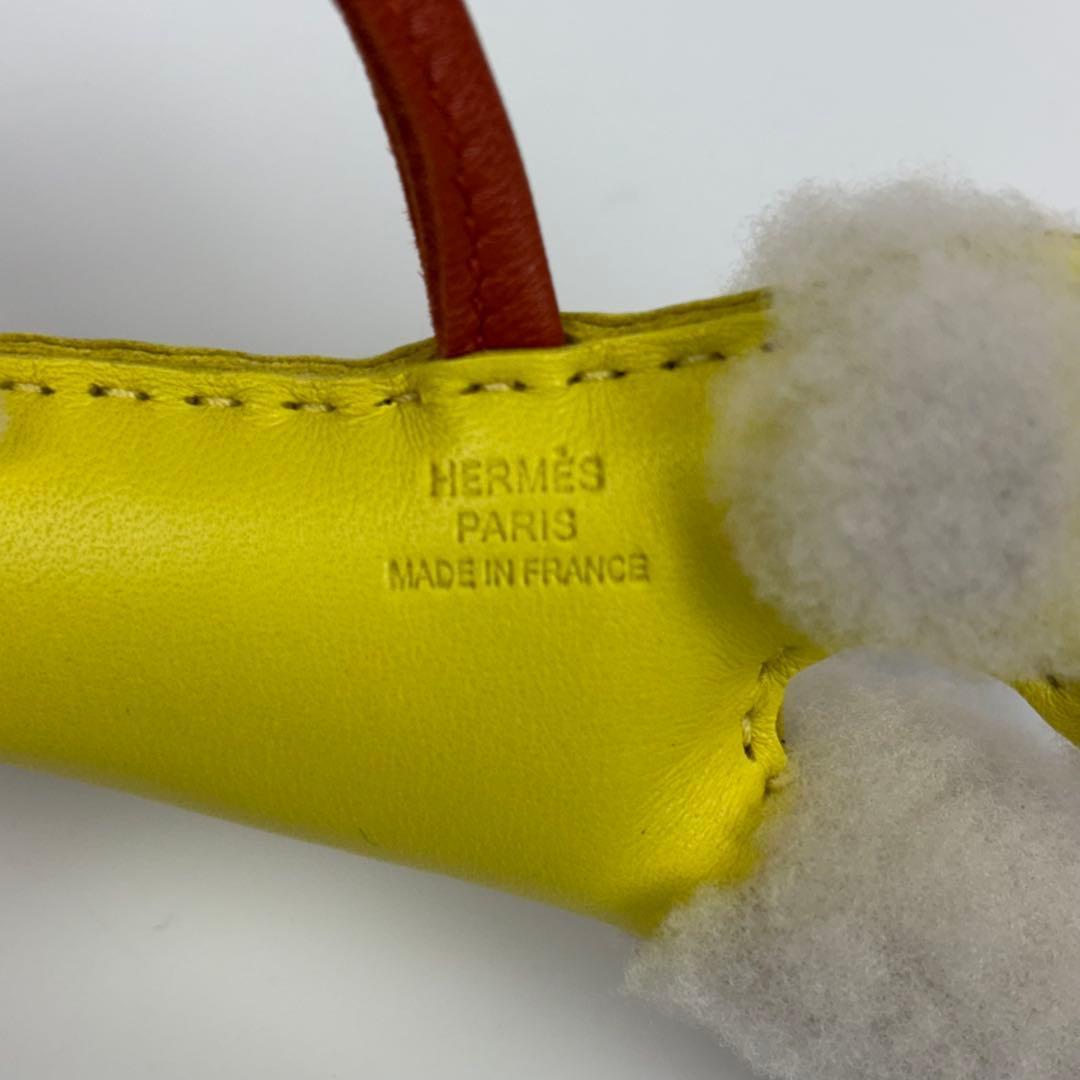 美品✨エルメス バディチャーム 犬 アニマル ドッグ レザー ライムイエロー 黄