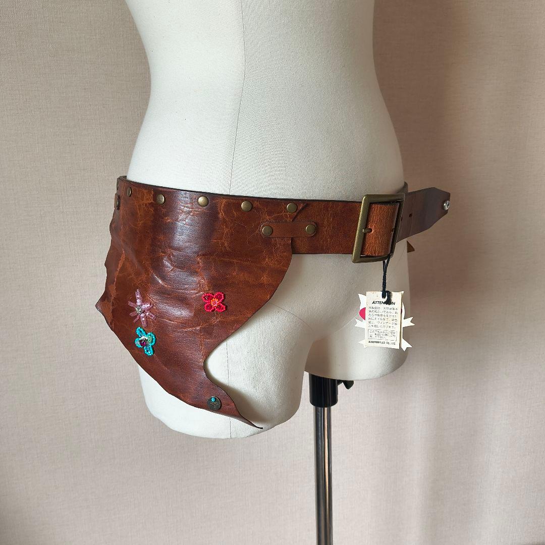 未使用 アルベロベロ オレボレブラ レザーウエストベルト ブラウン