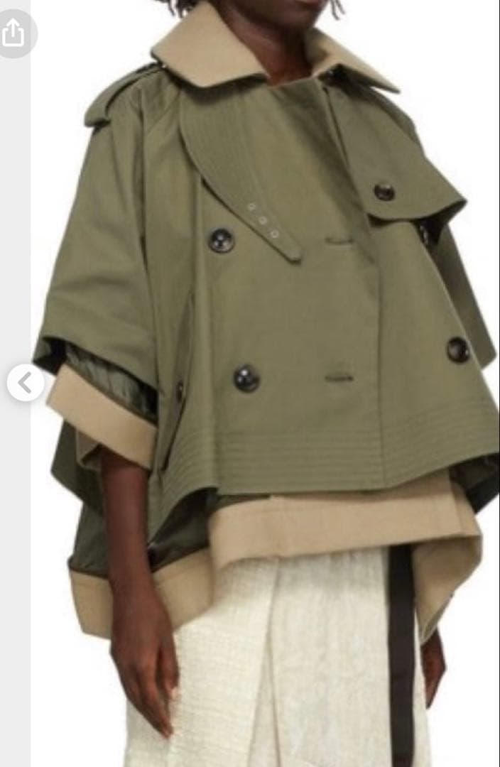 sacai レイヤードトレンチショートコート ブラック（ネイビー系）サイズ4