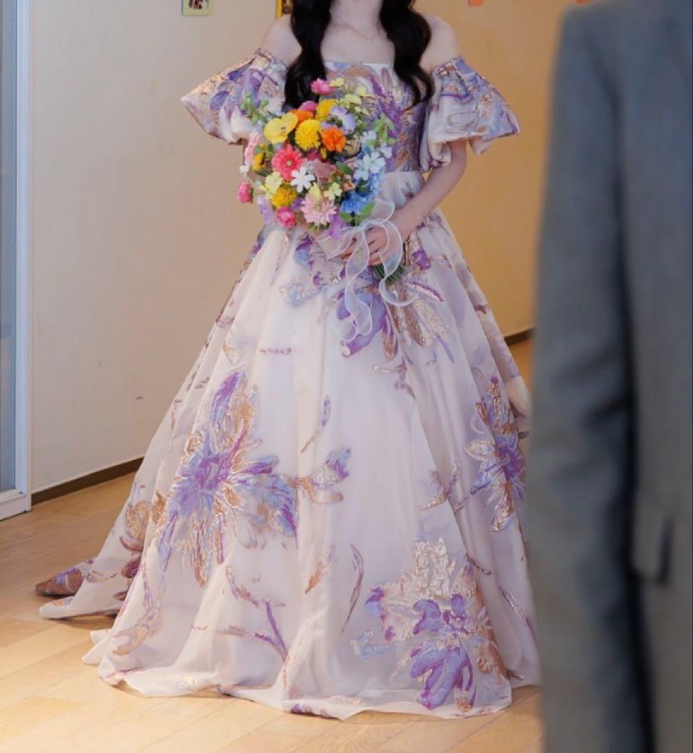 【期間限定値下げ】ドレスプロダクション2way総柄ジャガード パフスリーブドレス