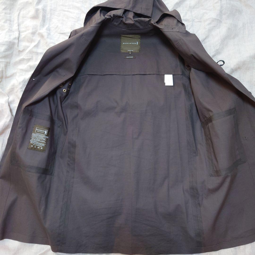 MACKINTOSH ゴム引き ダークブラウン フード付きダッフルコート 42