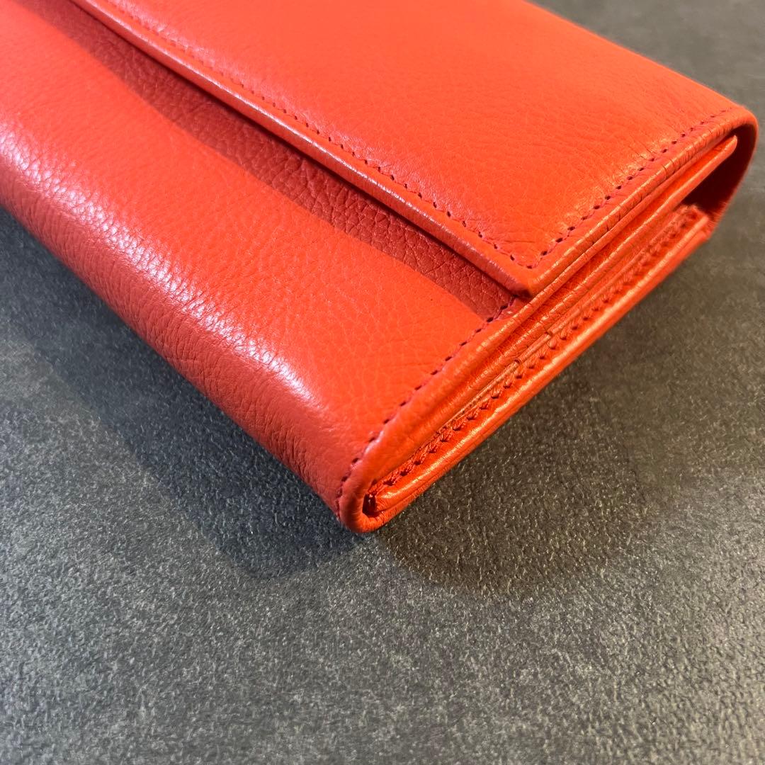 【未使用級】IL BISONTE　イルビゾンテ　長財布　オレンジ　レッド　レザー