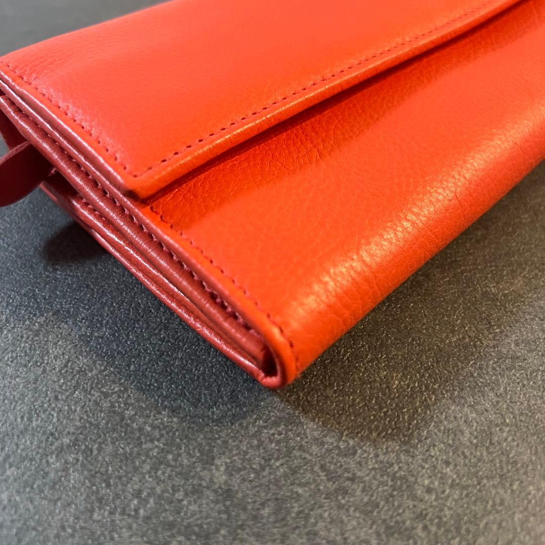 【未使用級】IL BISONTE　イルビゾンテ　長財布　オレンジ　レッド　レザー