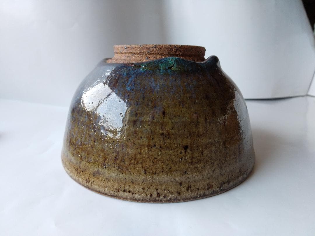 こぶし志窯 山岡三秋 窯変玉虫辰砂 茶碗 共箱 北海道 岩見沢 茶道 茶器 美品