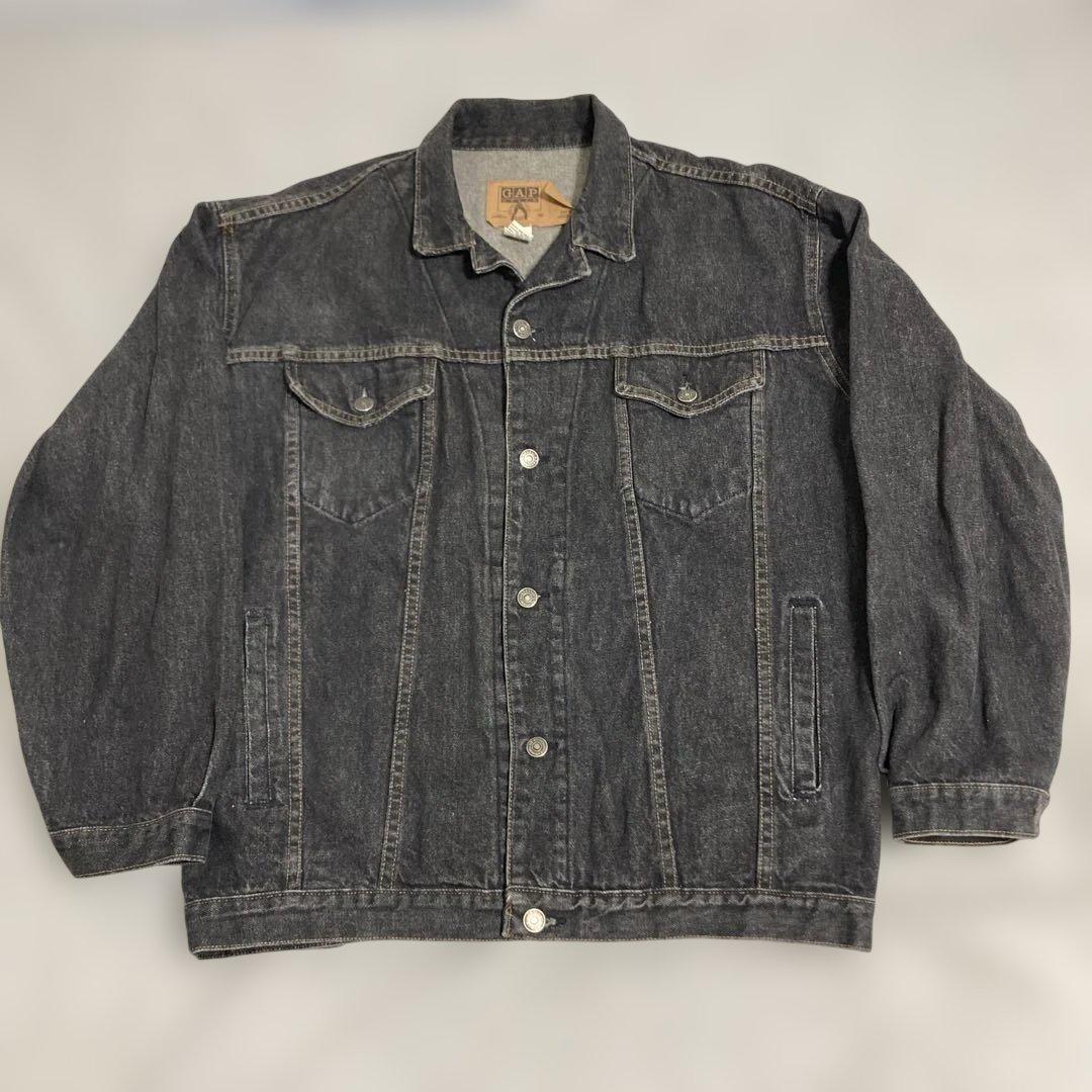 【幻級】90s USA製 OLD GAP ブラック デニムジャケット 先染め