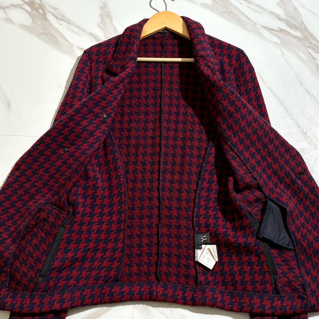 ジャケット・アウター Y's cashmere Knit Jacket Houndtooth red