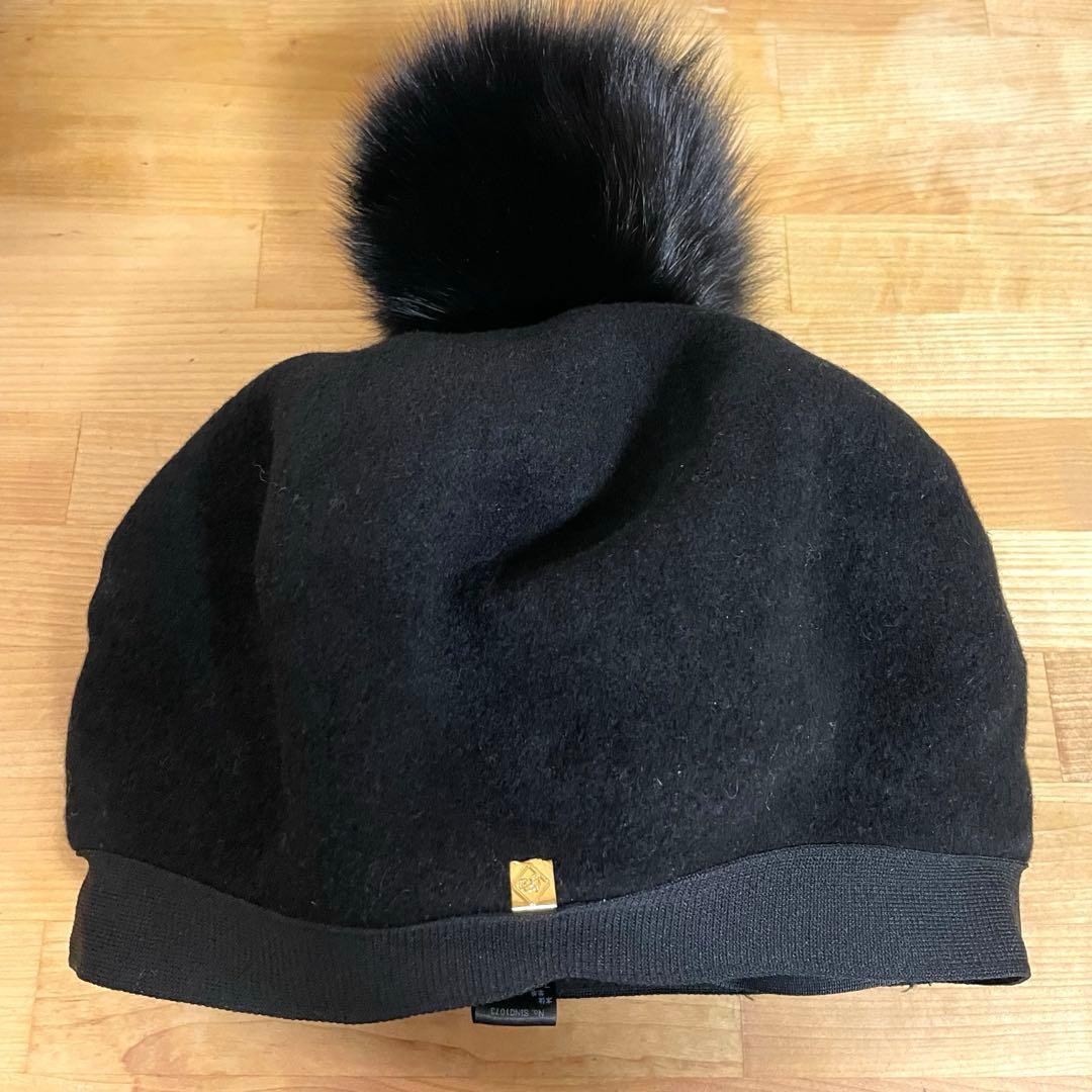 極美品✨ カシラ CA4LA フォックスファー ポンポン ベレー帽 ウール
