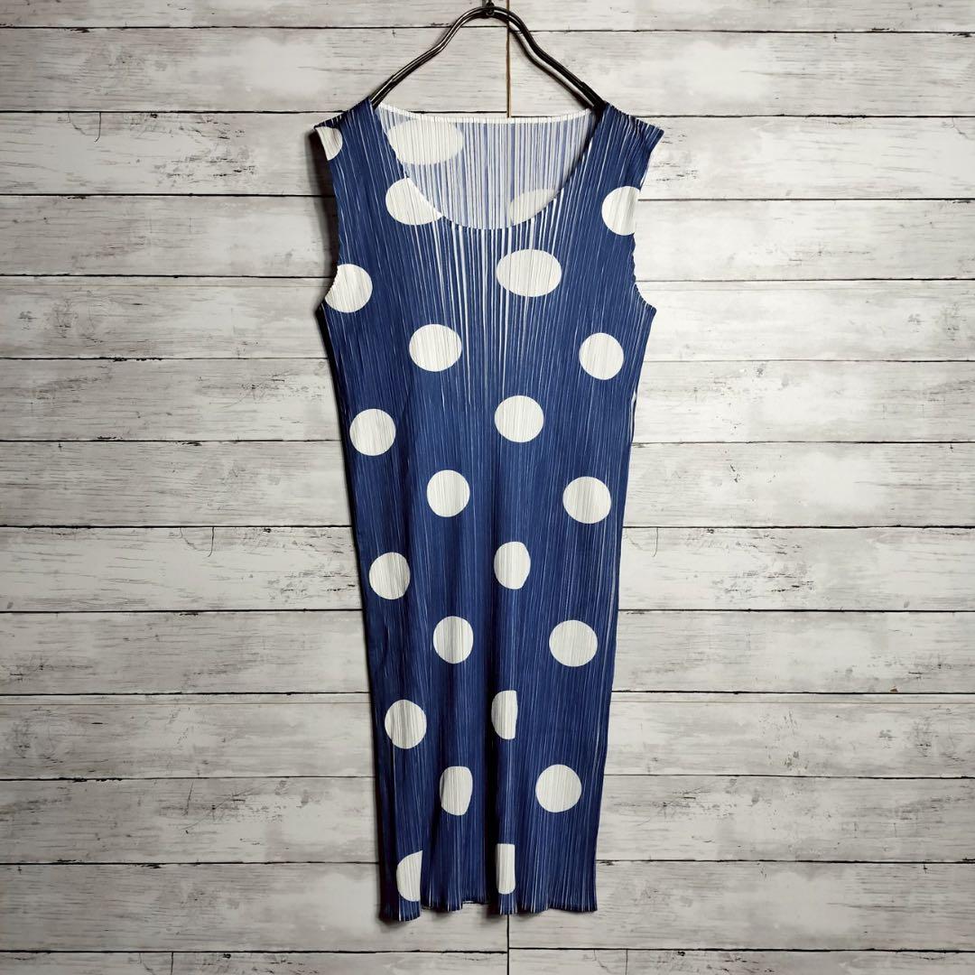 プリーツプリーズ イッセイミヤケ 水色チュニック カットソー ノースリーブ