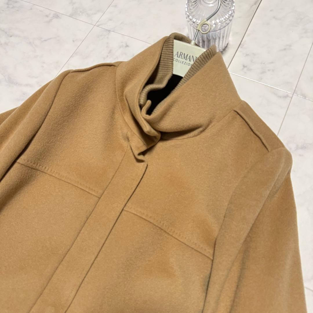 美品・大きいサイズ✨インディヴィ カシミヤ混 コート フレアスリーブ リブニット