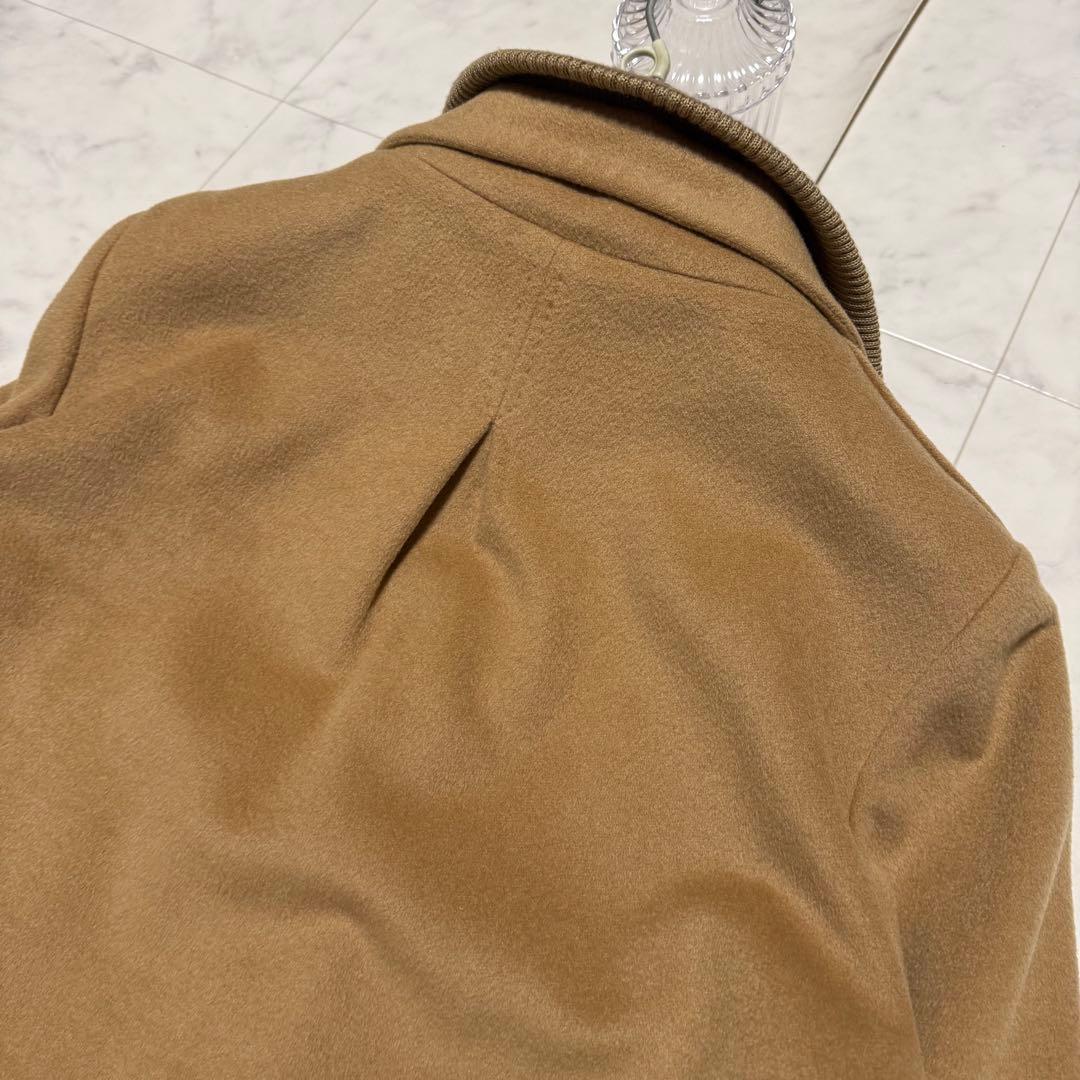 美品・大きいサイズ✨インディヴィ カシミヤ混 コート フレアスリーブ リブニット