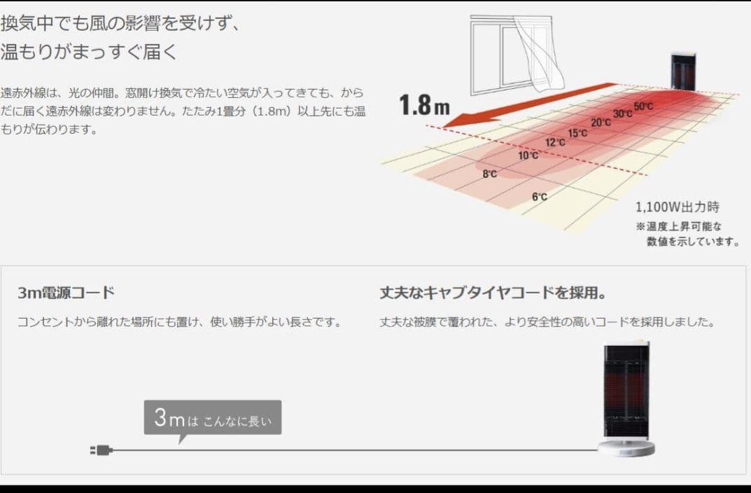 セラミックファンヒーター CER11YS-W マットホワイト