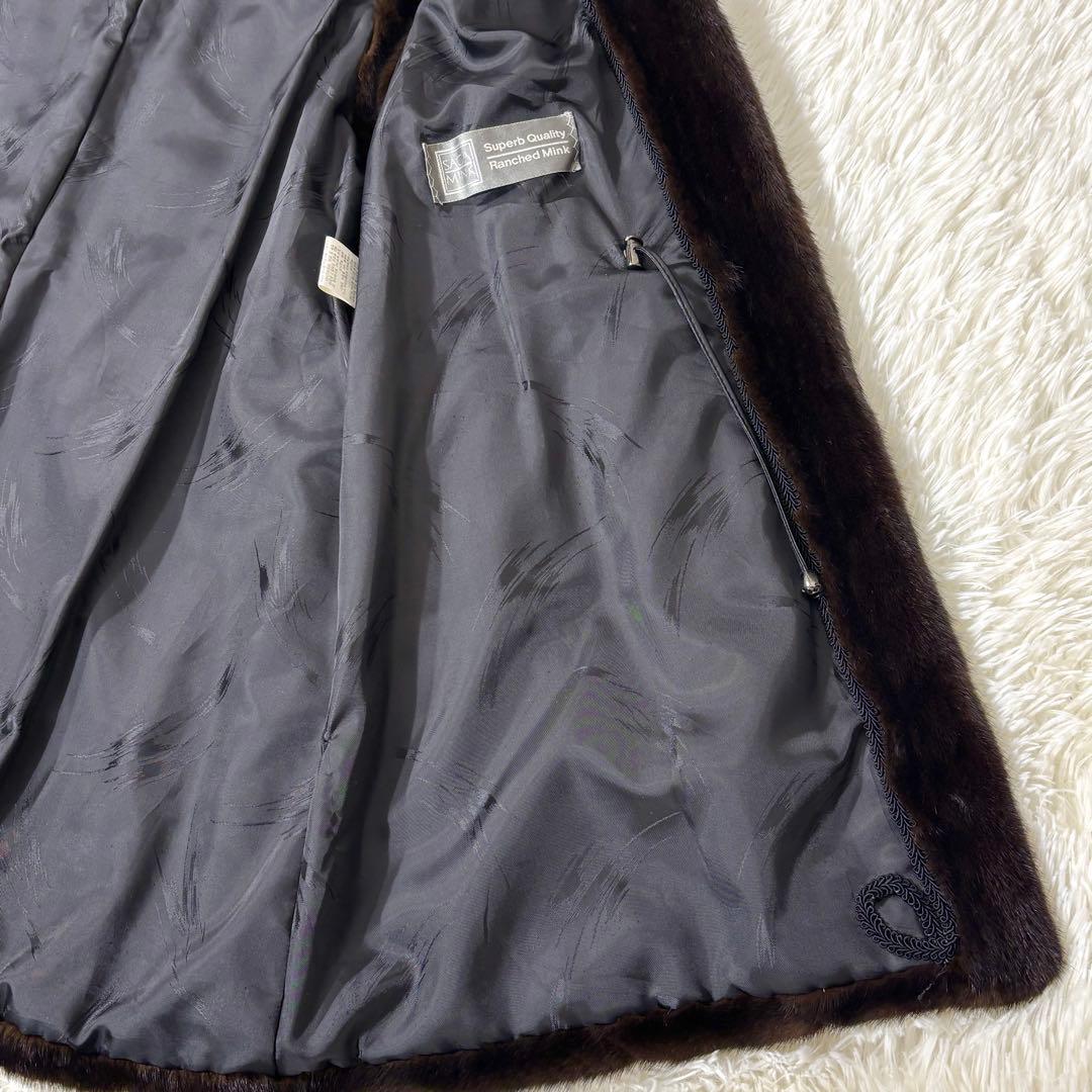 SAGA MINK ミンクファー ベスト フード付き ブラウン 毛皮13号