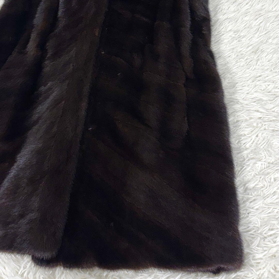 SAGA MINK ミンクファー ベスト フード付き ブラウン 毛皮13号