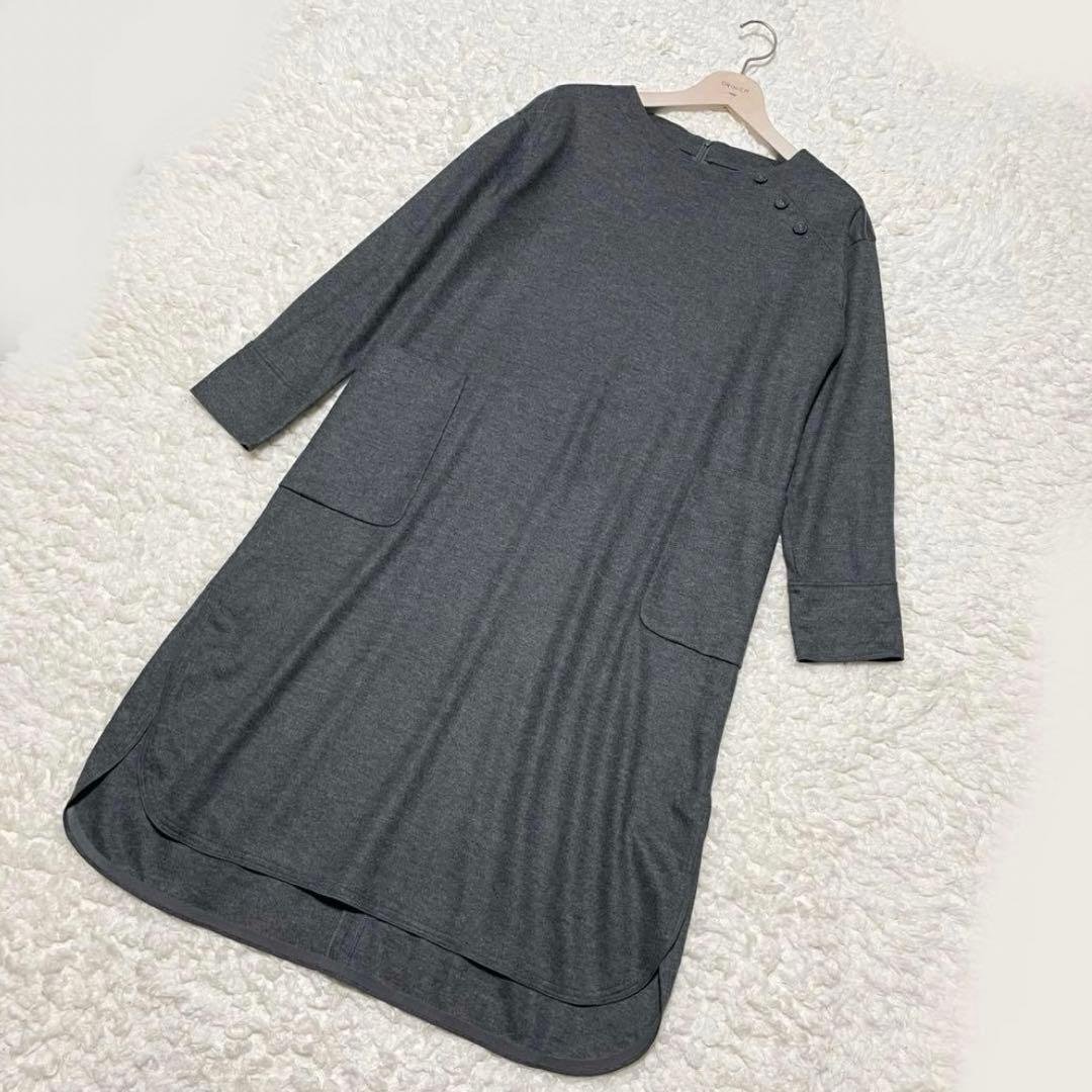 【 Leilian 】レリアン ストレッチ ウール ワンピース 11号 グレー