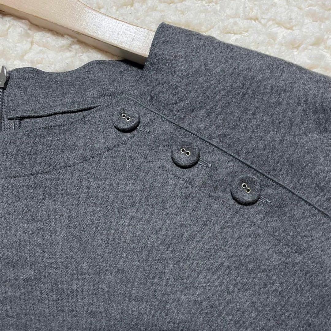 【 Leilian 】レリアン ストレッチ ウール ワンピース 11号 グレー