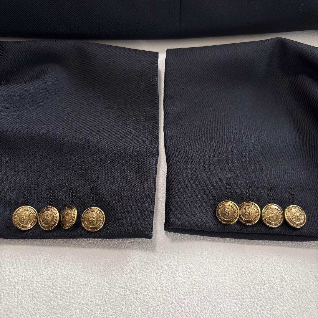 美品 バーバリーロンドン[カシミヤ混 金ボタン]テーラードジャケット 紺ブレ M