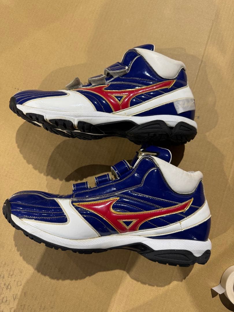 (オーダー品)Mizuno グローバルエリートト青/白/赤(美品)ネーム入り