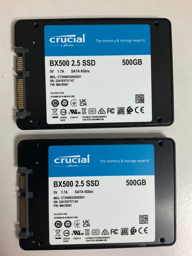 Crucial BX500 SATA SSD 500GB×2個