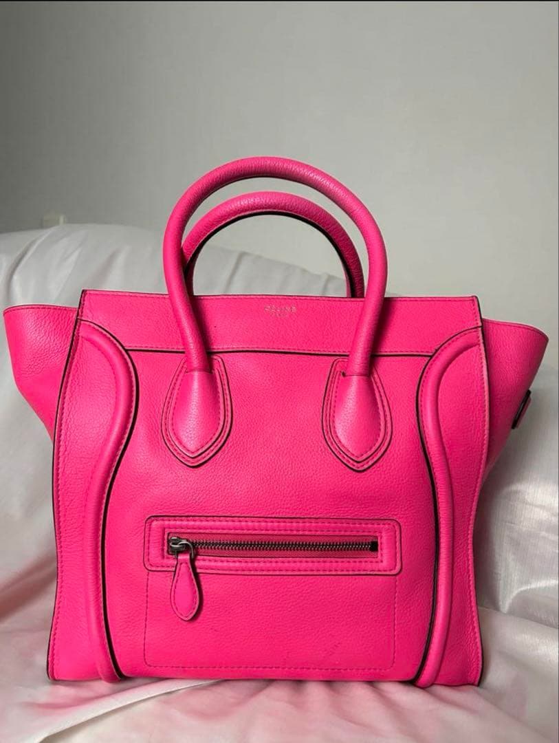 【保存袋等 付属品有 希少】CELINE セリーヌ ラゲージ ピンク