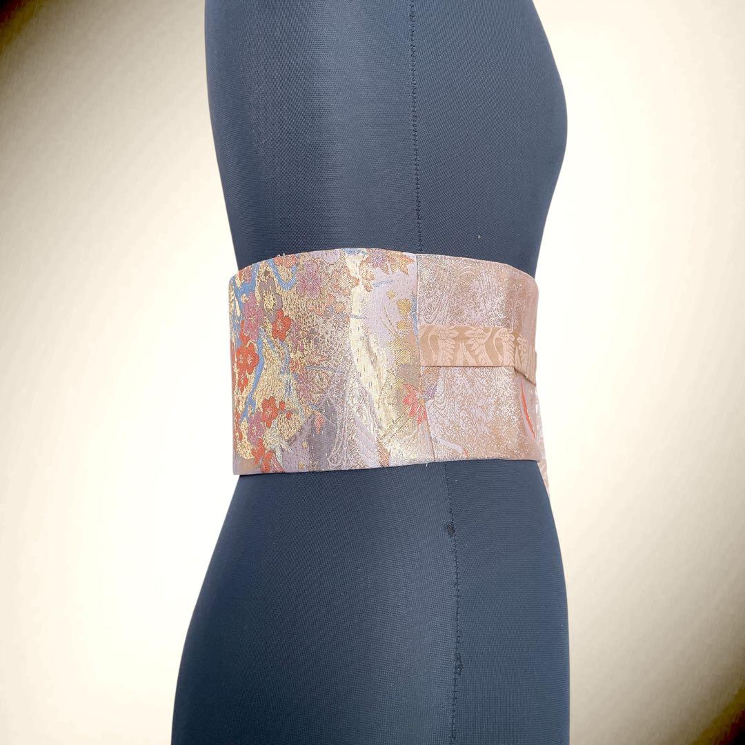 金糸刺繍帯 サッシュベルトW61〜108cm 着物リメイク 80102