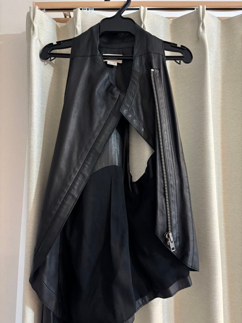 【美品】　ヘルムートラング　アシンメトリー　ベスト　仔羊革　シープレザー