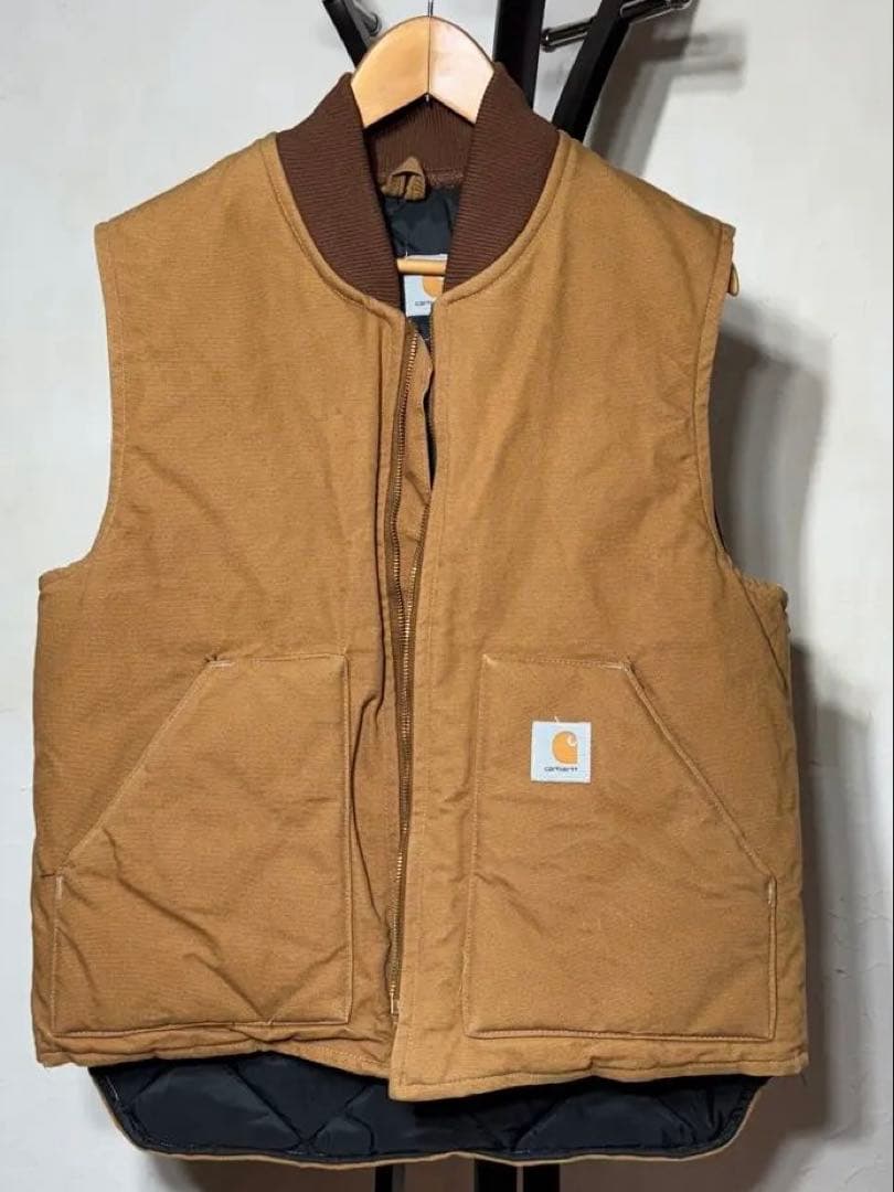 80s USA製 Carhartt ブラウン ダウンベスト Lサイズ 星タグ