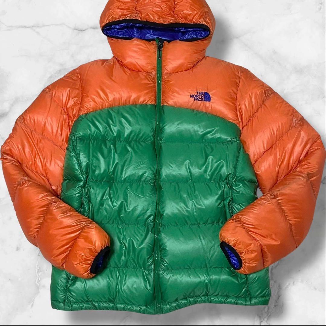 ザノースフェイス アコンカグア ダウンジャケット グリーン×オレンジ XLサイズ