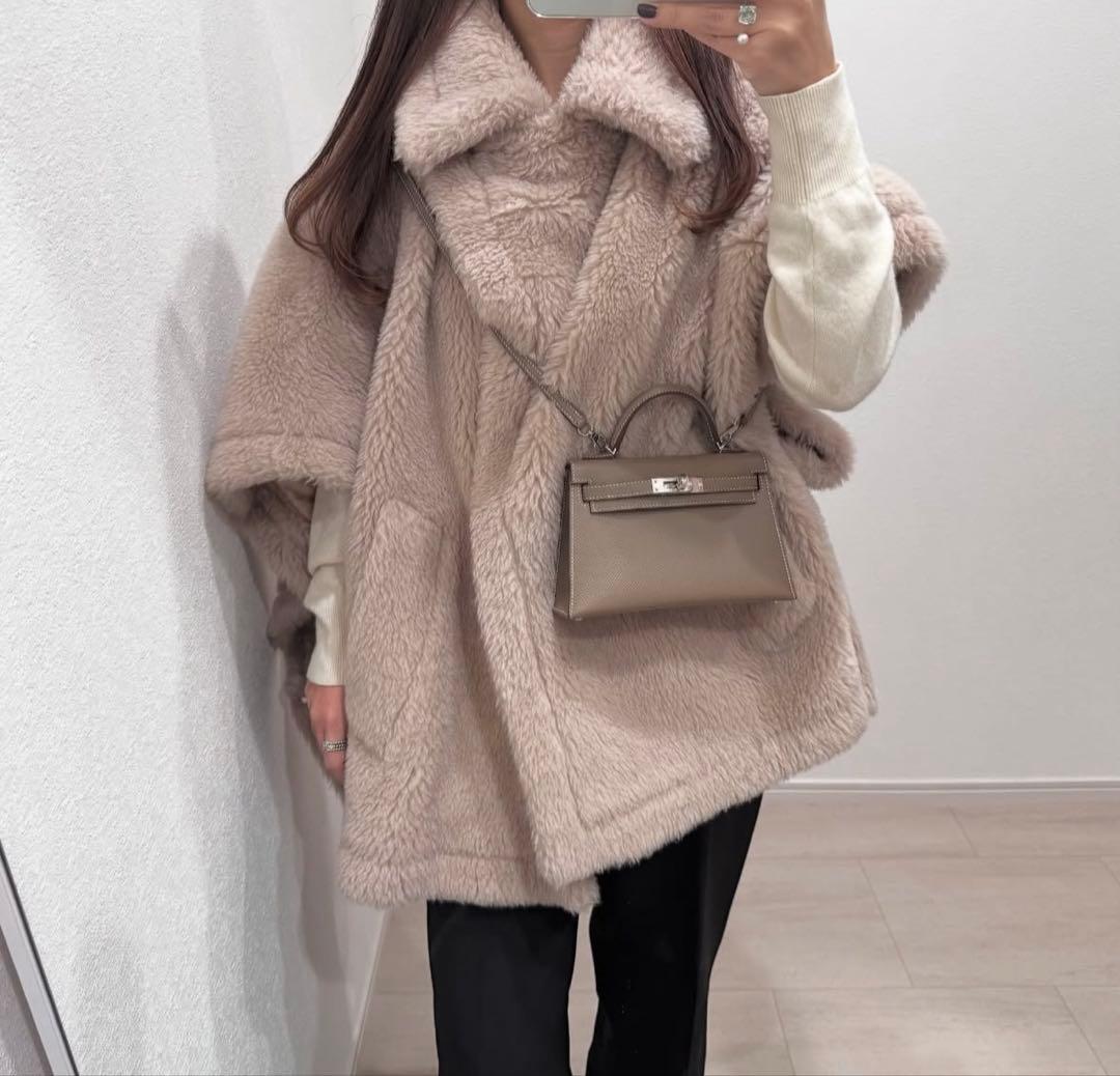 【 新品 】Lachic テディ ケープ ポンチョ コート ウール