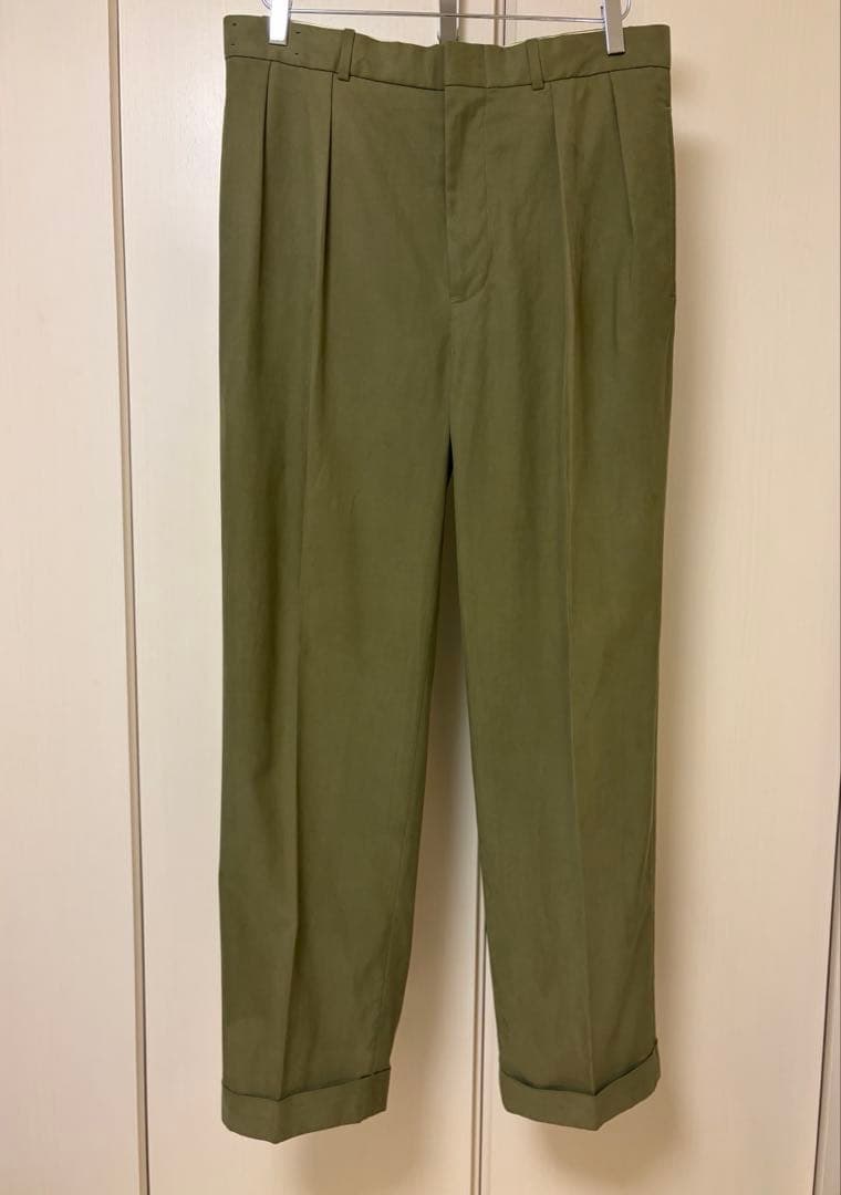 90s ポロ ラルフローレン シルク コットン チノ トラウザーズ 32 カーキ