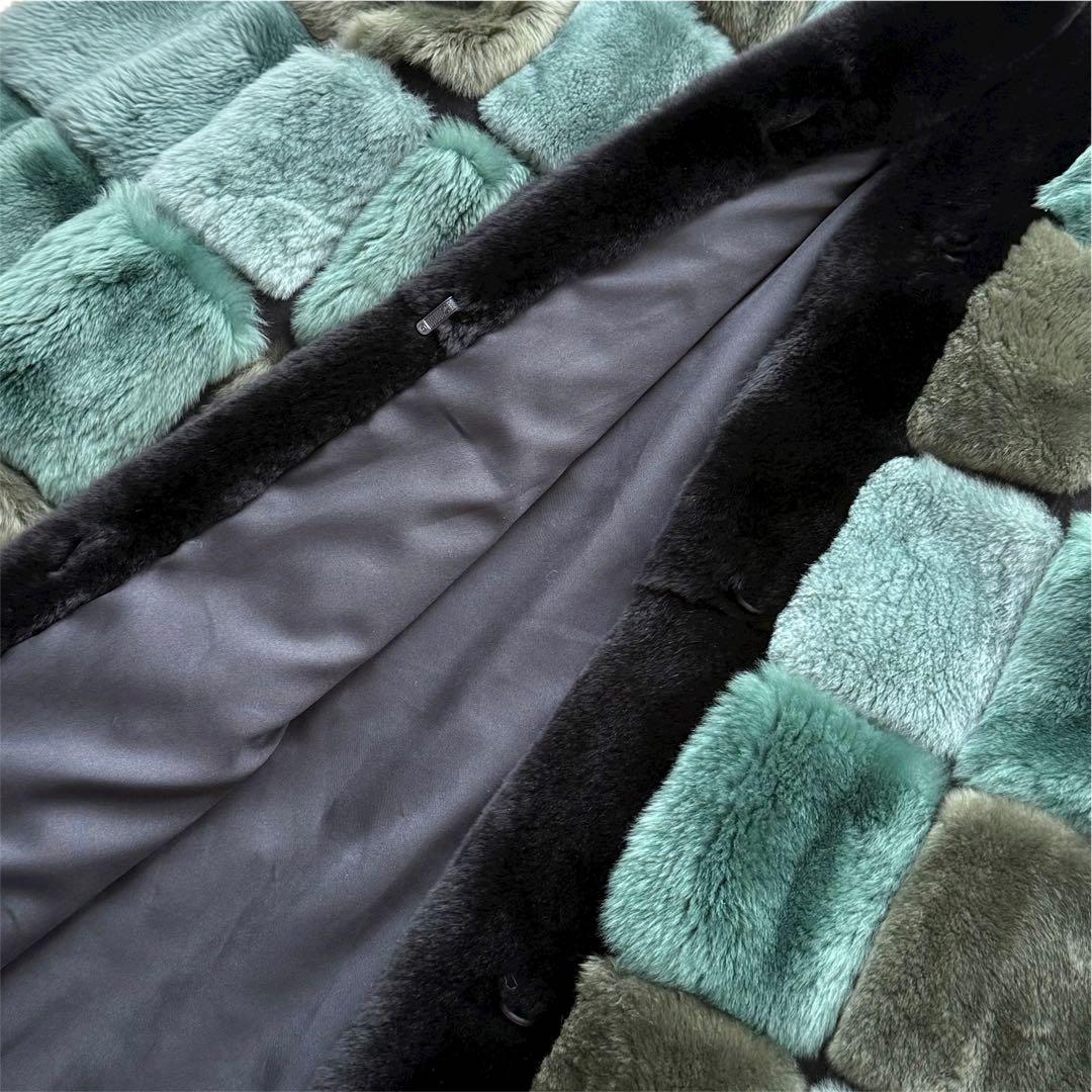 本毛皮☆シェアードミンク MINK ファーコート ふかふか◎ グリーン F