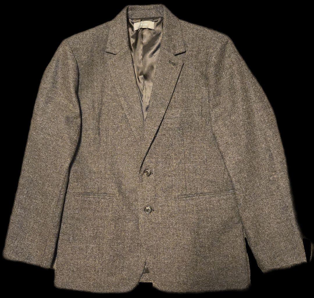 【CLEL】ウールブレンドヘリンボーンツイードテーラードジャケット ブラック S