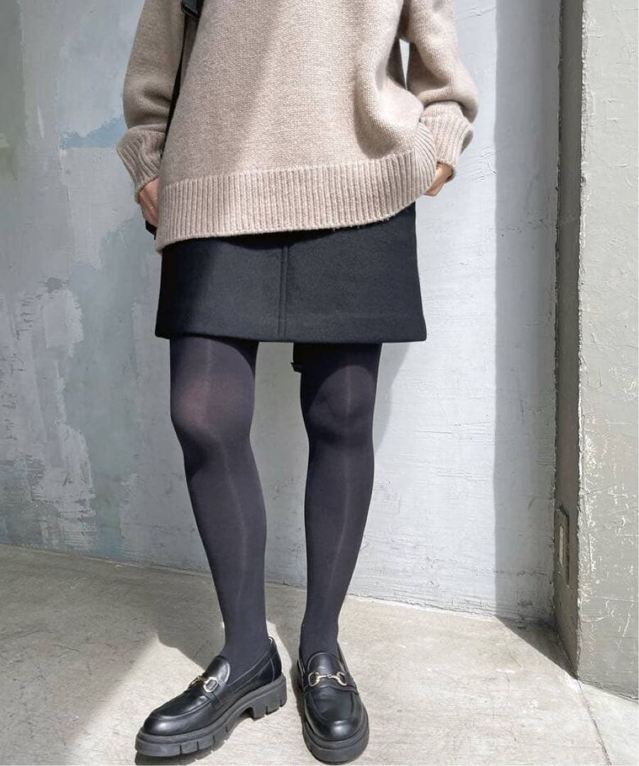 Spick and Span メルトンAラインミニスカート 001 ブラック