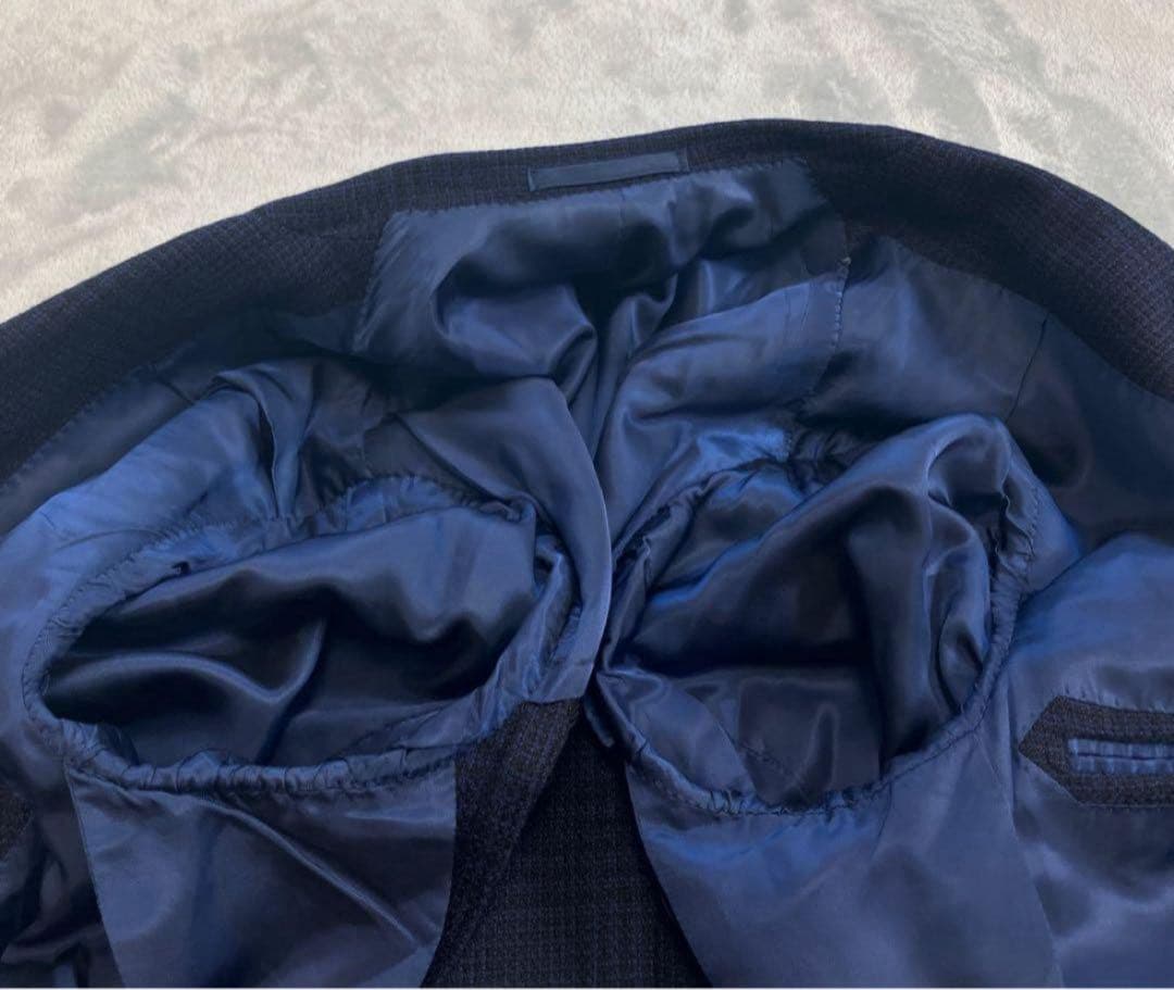 極美品✨ ブリッラペルイルグスト 現行 テーラードジャケット チェック ネイビー